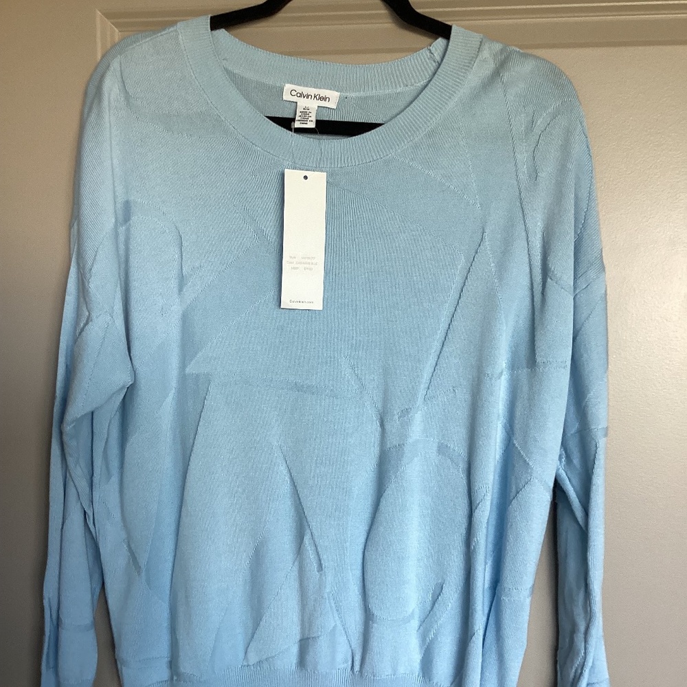 Calvin Klein Women's Cotton Jacquard Logo Sweater, size L